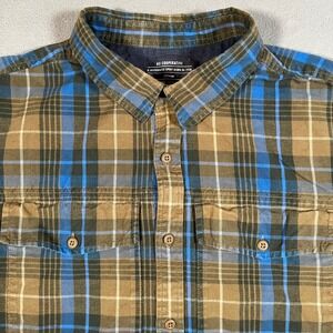Rei Co-op Flannel Shirt Men's 2XL Blue Brown Plaid Wallace Lake Cotton Hiking‎